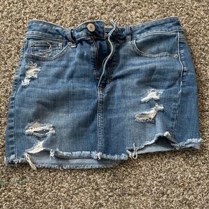 American Eagle Outfitters Blue Distressed Mini Skirt